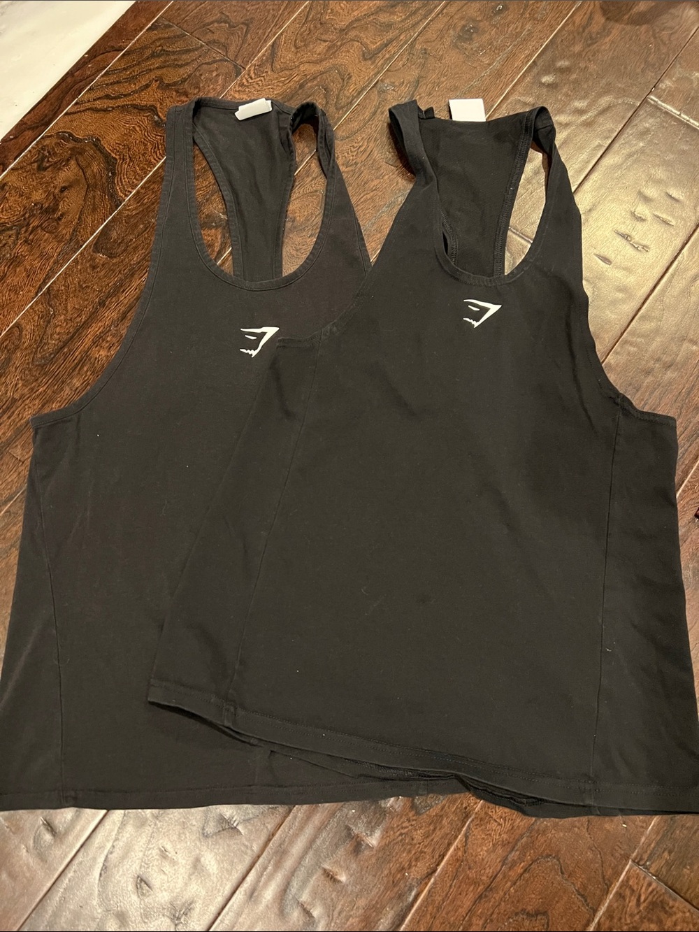 Gymshark two Men’s Black Racerback Stringer Tanks